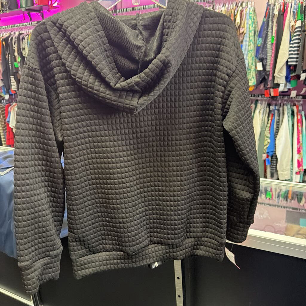 MD L/S Z/F quilted hoodie w/muff pocket