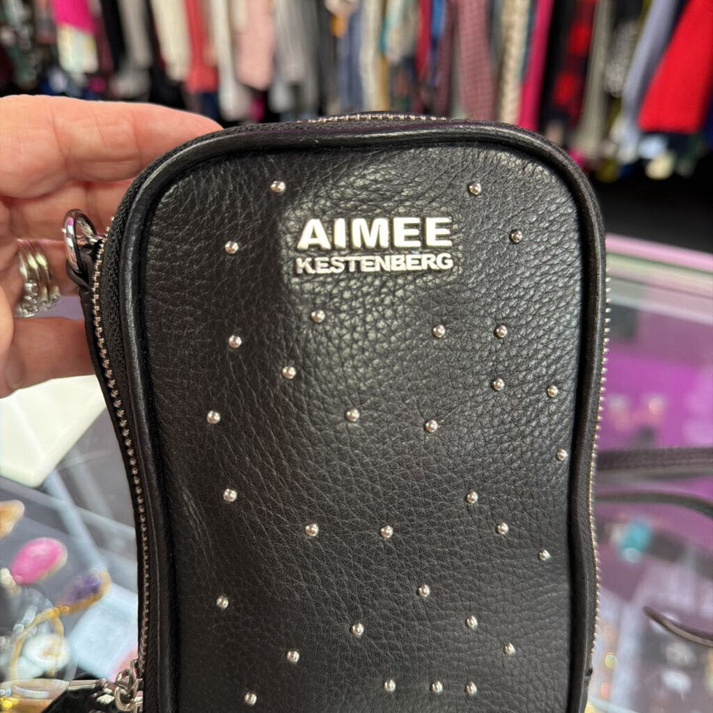 Aimee Kestenberg Just Saying Pebbled Leather Studded Phone Bag