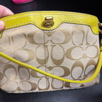 Coach Signature Jacquard Turnlock Mini Wristlet Bag