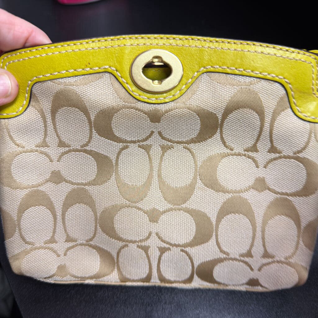 Coach Signature Jacquard Turnlock Mini Wristlet Bag