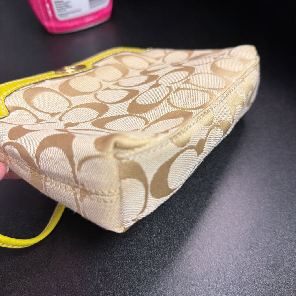 Coach Signature Jacquard Turnlock Mini Wristlet Bag