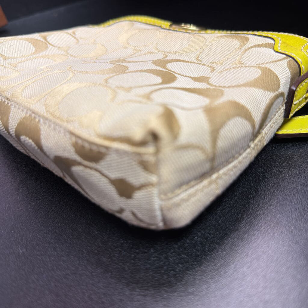 Coach Signature Jacquard Turnlock Mini Wristlet Bag