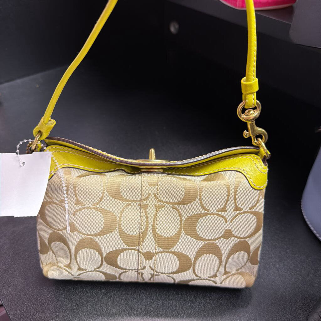 Coach Signature Jacquard Turnlock Mini Wristlet Bag