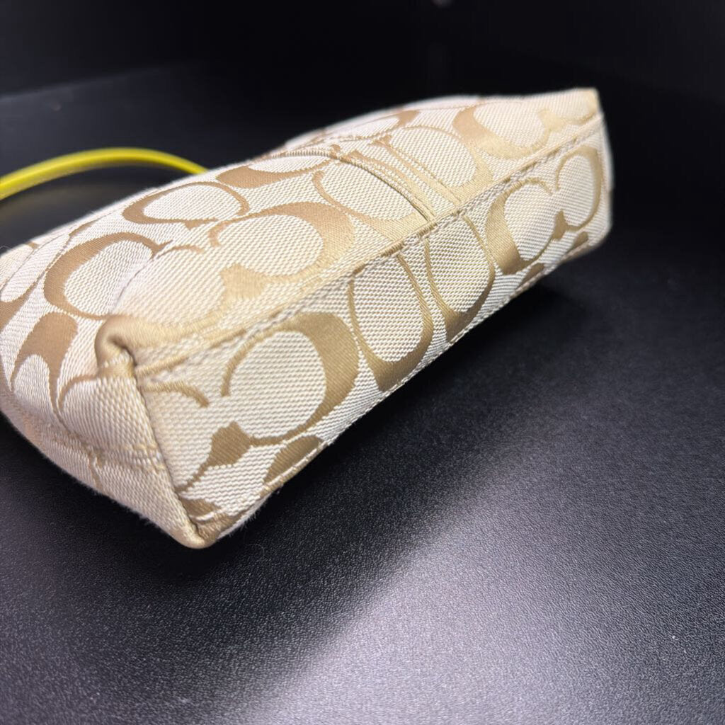 Coach Signature Jacquard Turnlock Mini Wristlet Bag