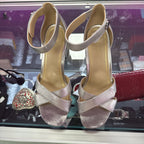 7.5 Vionic Criss Cross Ankle Adj. Straps Chunky Metallic Heel