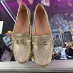 7B Kate Spade Metallic Gold Leather Bit Driving Loafers