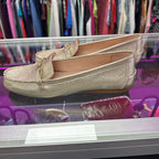 7B Kate Spade Metallic Gold Leather Bit Driving Loafers