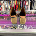 7 Report Pointed Stacked Heel Slide On Reptile Print Mule
