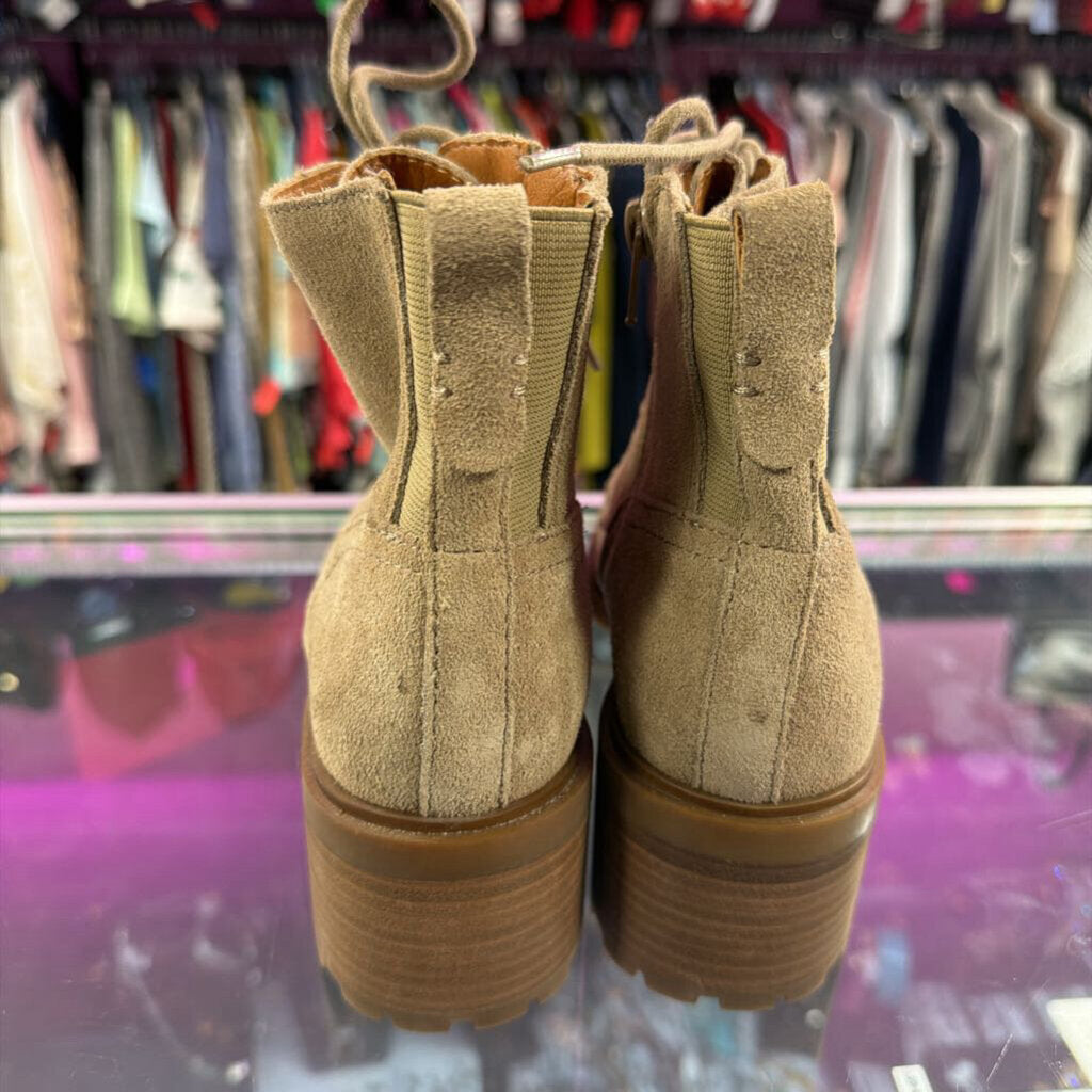 7 Lucky Brand Suede Combat Lace Up Boot